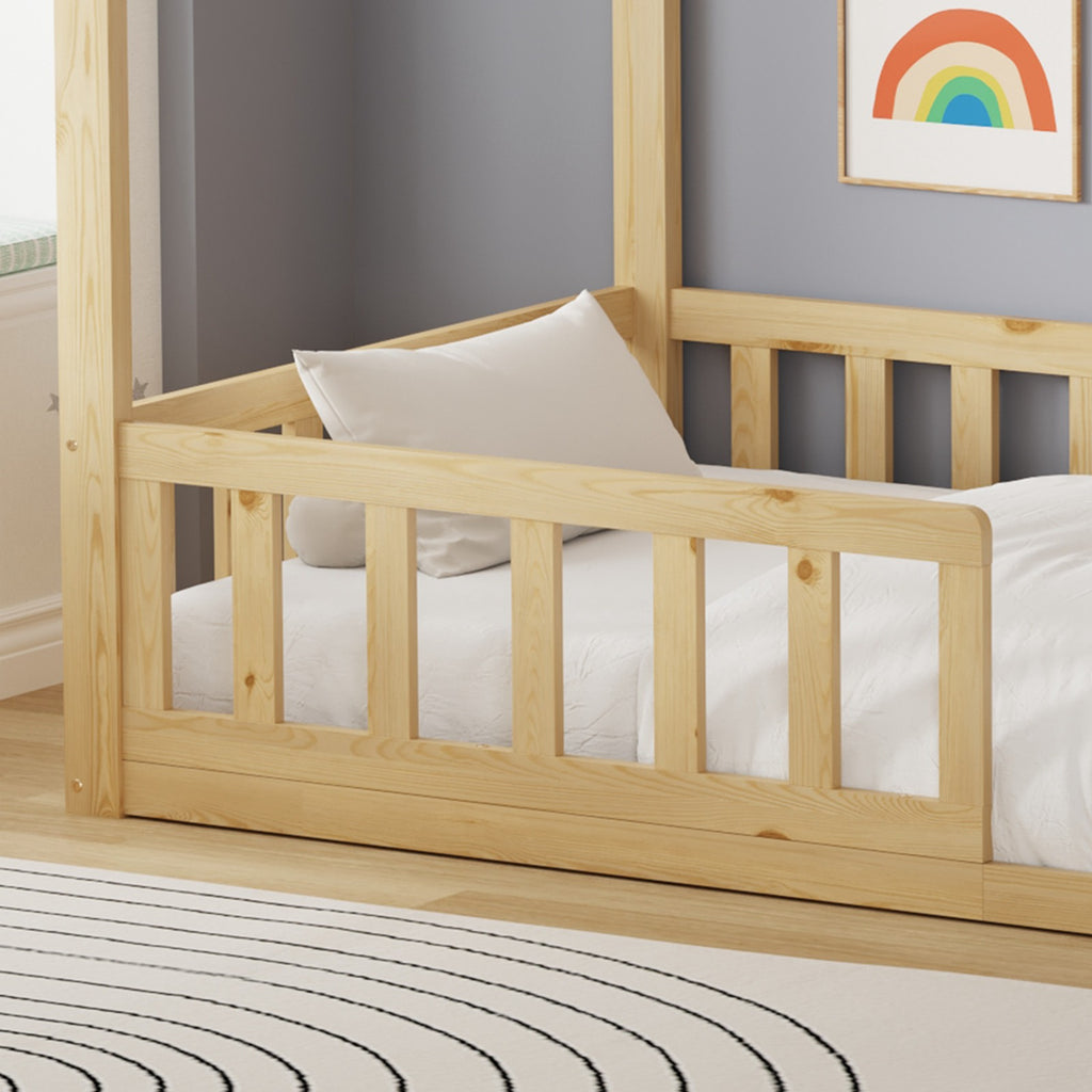 WestWood Wooden House Shaped Toddler Bed Frame with Half-Length Guard Rail