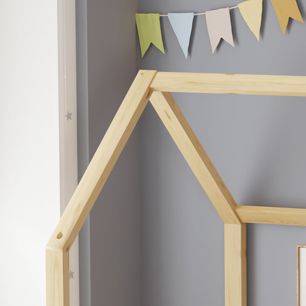 WestWood Wooden House Shaped Toddler Bed Frame with Half-Length Guard Rail