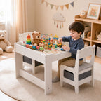 GALACTICA Kids Table and 2 Chairs Set with Storage