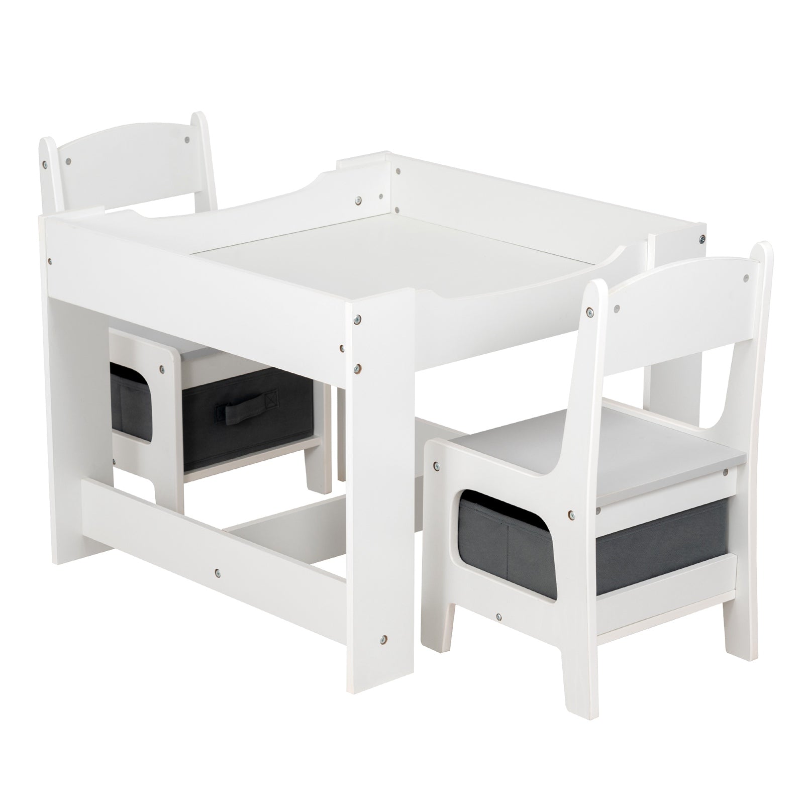 GALACTICA Kids Table and 2 Chairs Set with Storage