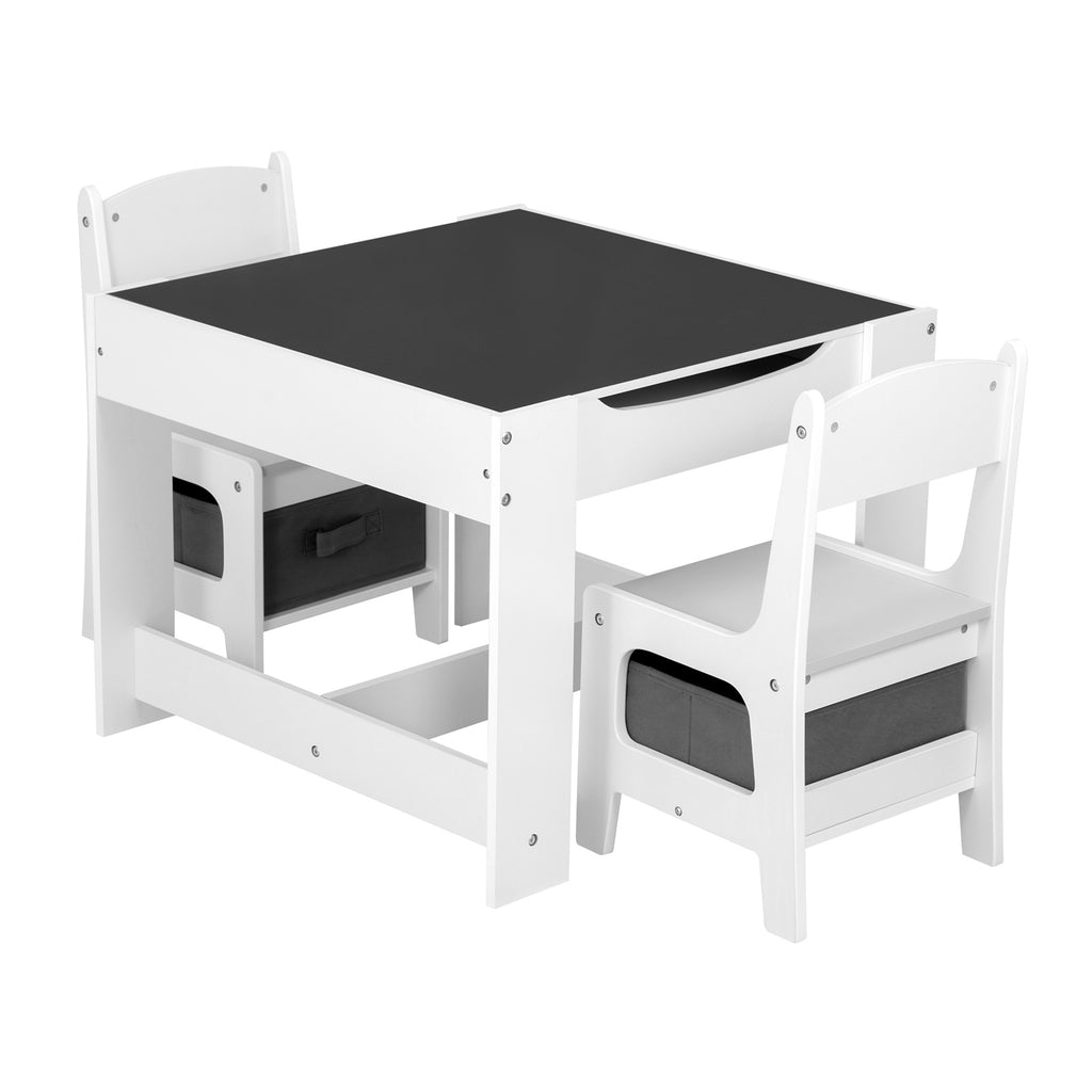 GALACTICA Kids Table and 2 Chairs Set with Storage