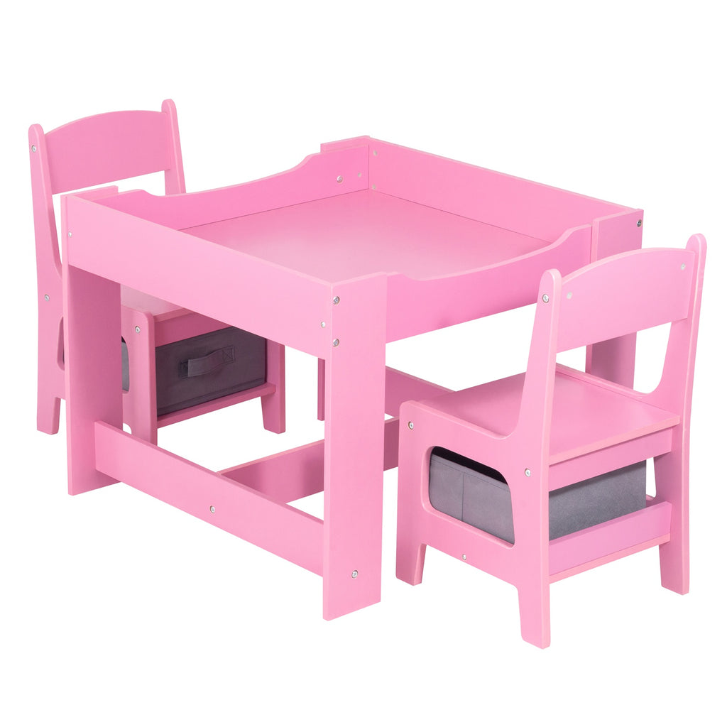 GALACTICA Kids Table and 2 Chairs Set with Storage