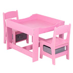 GALACTICA Kids Table and 2 Chairs Set with Storage