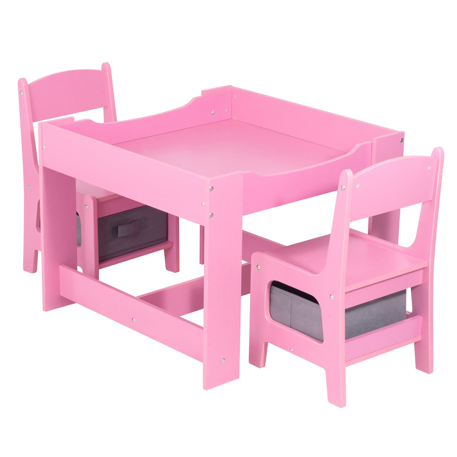 GALACTICA Kids Table and 2 Chairs Set with Storage