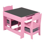 GALACTICA Kids Table and 2 Chairs Set with Storage