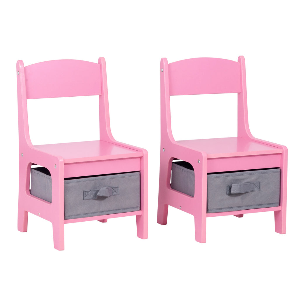 GALACTICA Kids Table and 2 Chairs Set with Storage