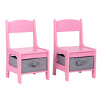 GALACTICA Kids Table and 2 Chairs Set with Storage