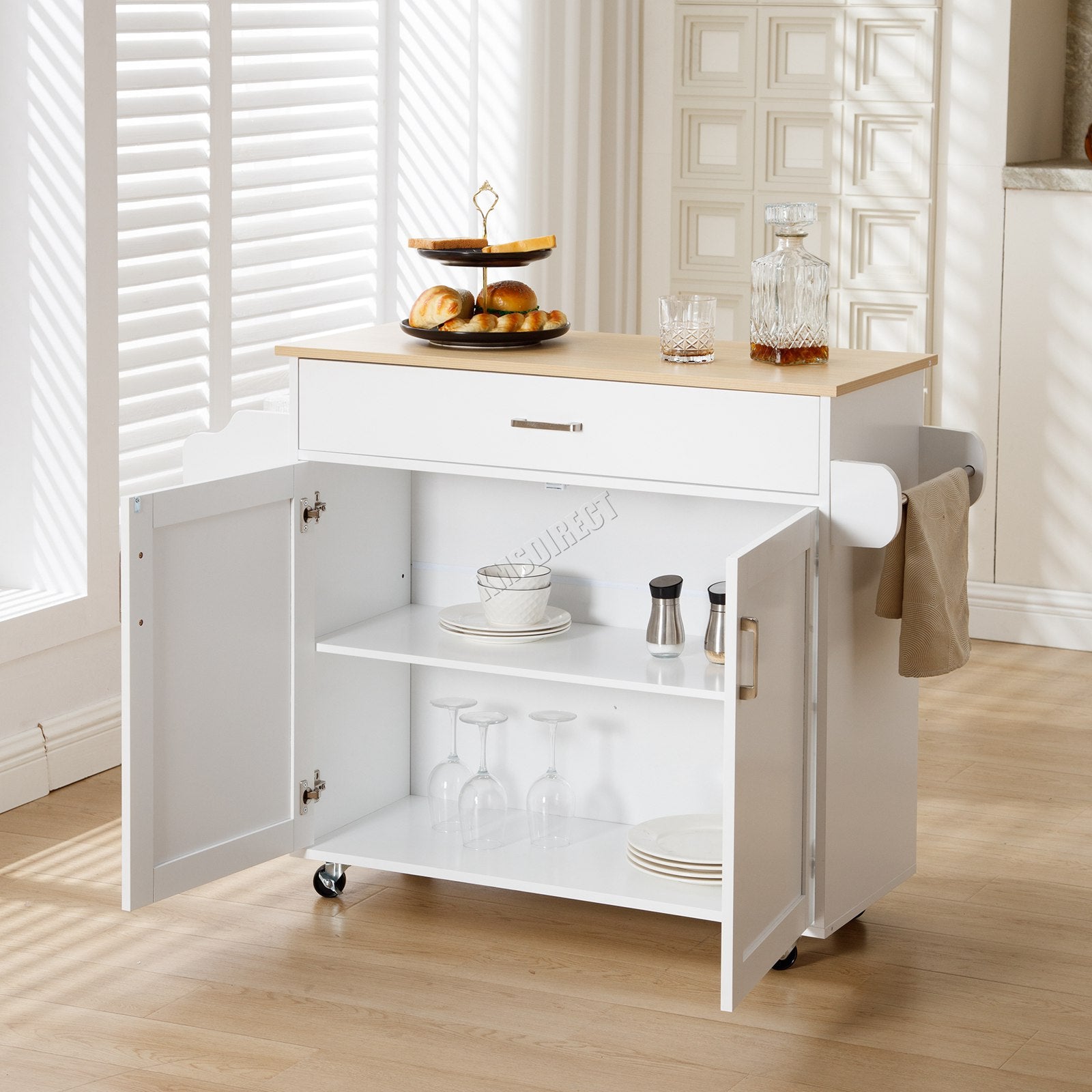 WestWood Kitchen Island Rolling Storage Trolley