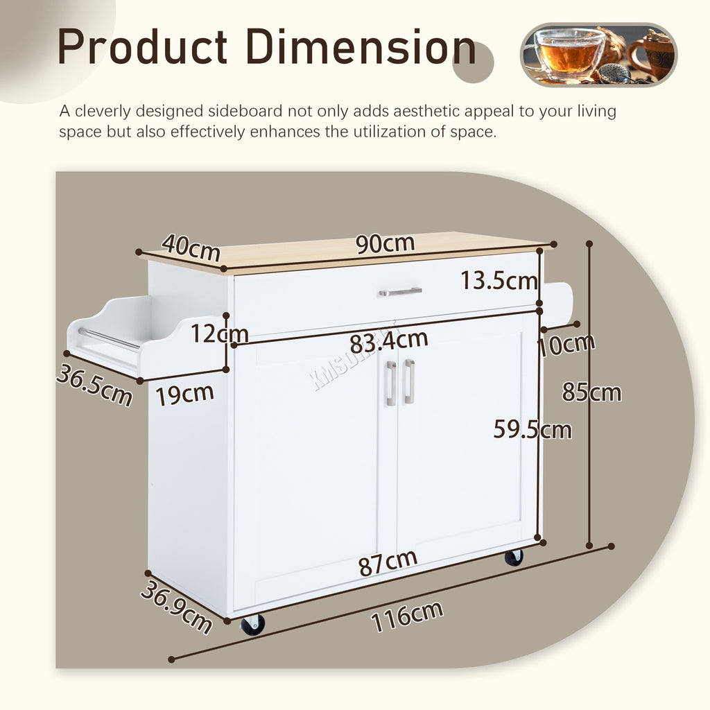 WestWood Kitchen Island Rolling Storage Trolley