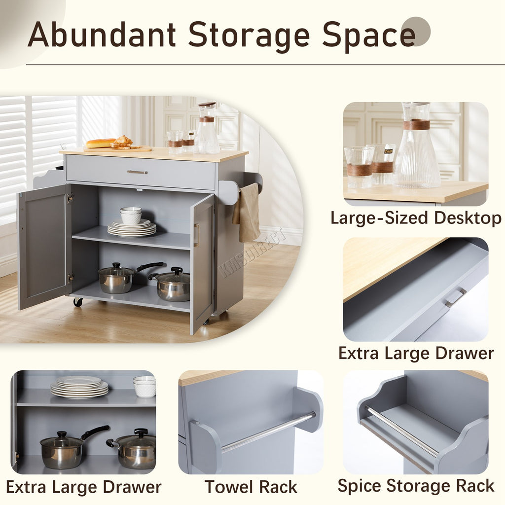 WestWood Kitchen Island Rolling Storage Trolley