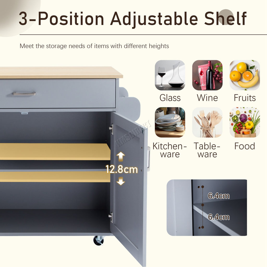 WestWood Kitchen Island Rolling Storage Trolley