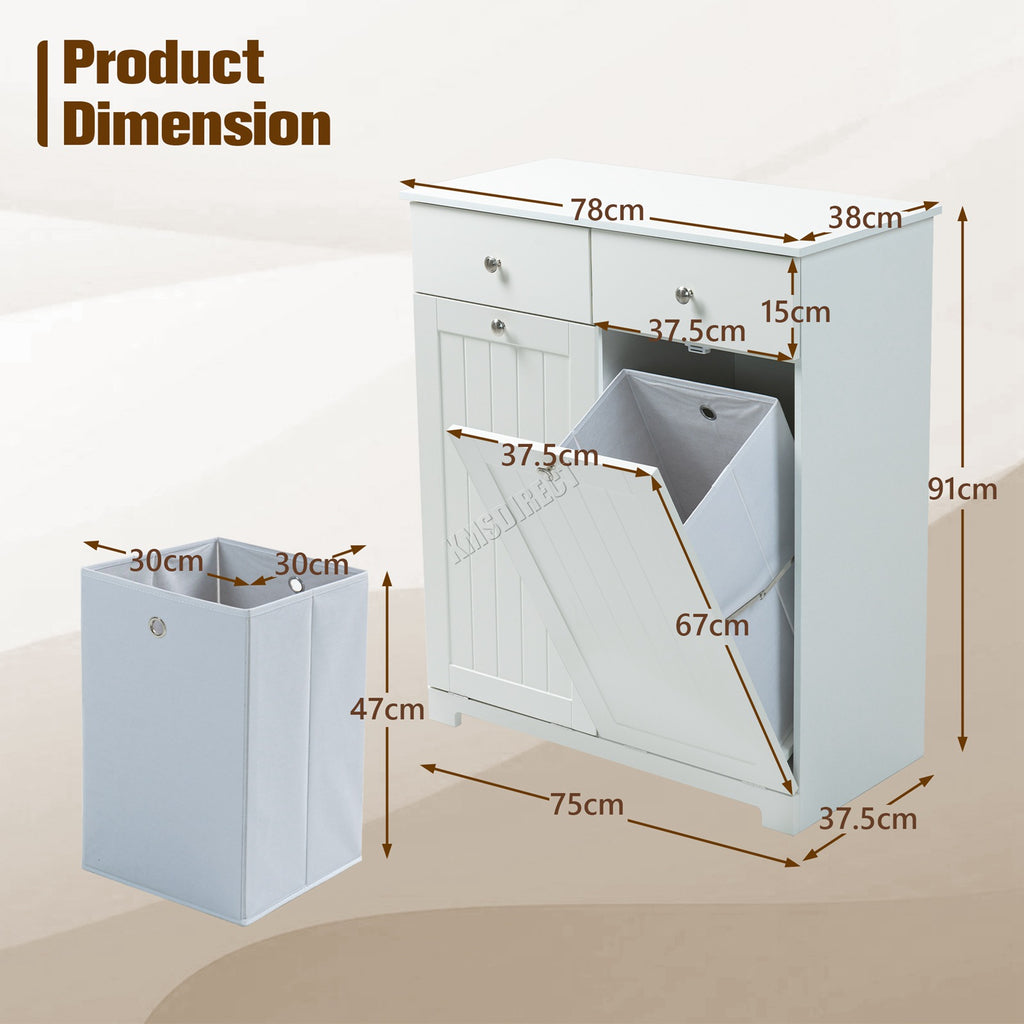 WestWood Laundry Cabinet Tilt-Out With 2 Laundry Basket Drawers