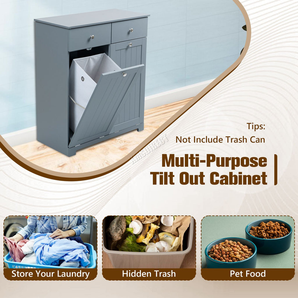 WestWood Laundry Cabinet Tilt-Out With 2 Laundry Basket Drawers