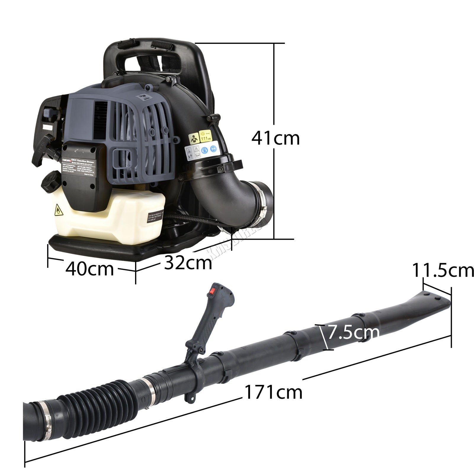 SwitZer Leaf Blower Backpack Petrol 01 Grey