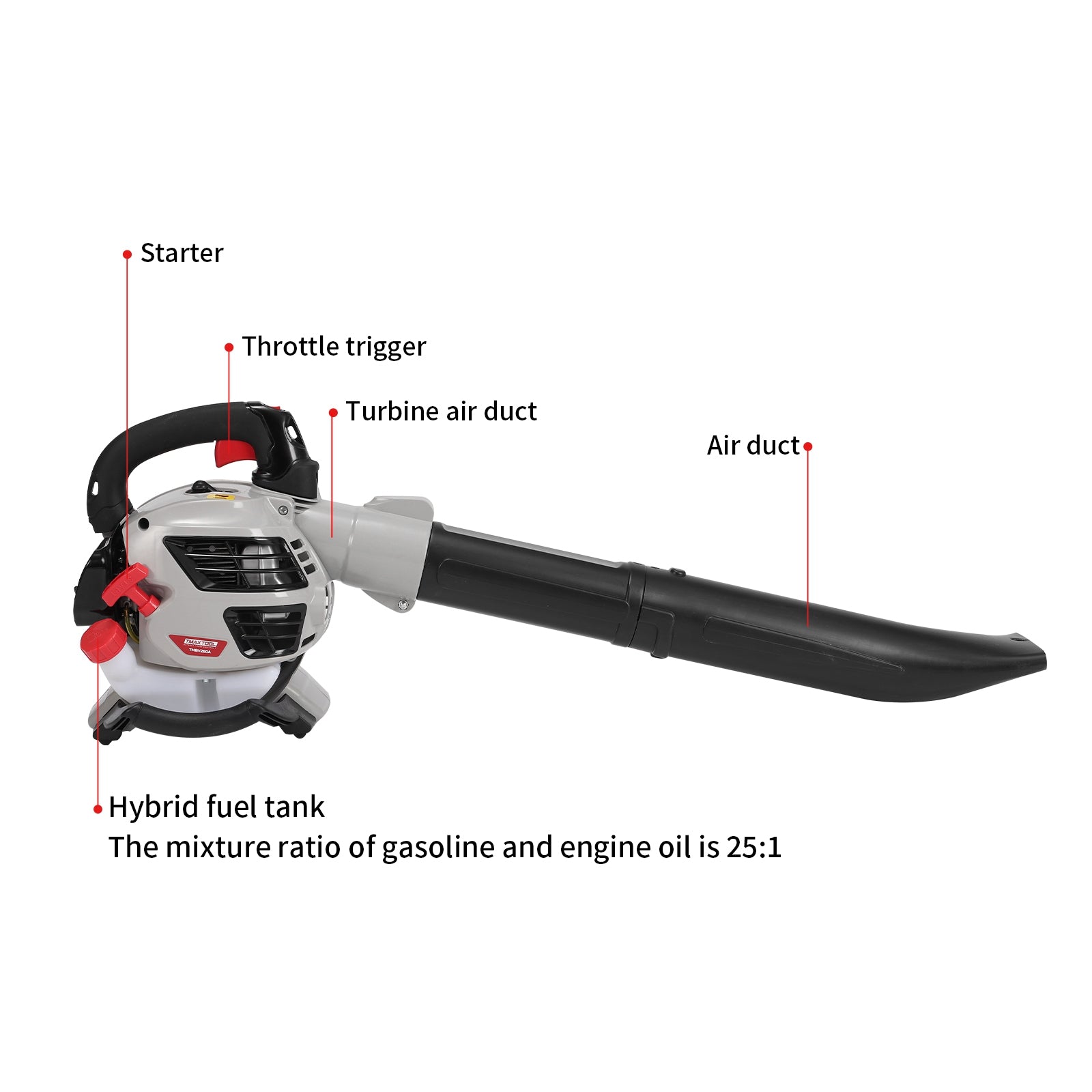 SwitZer Hand Held Petrol Leaf Blower Grey and Black