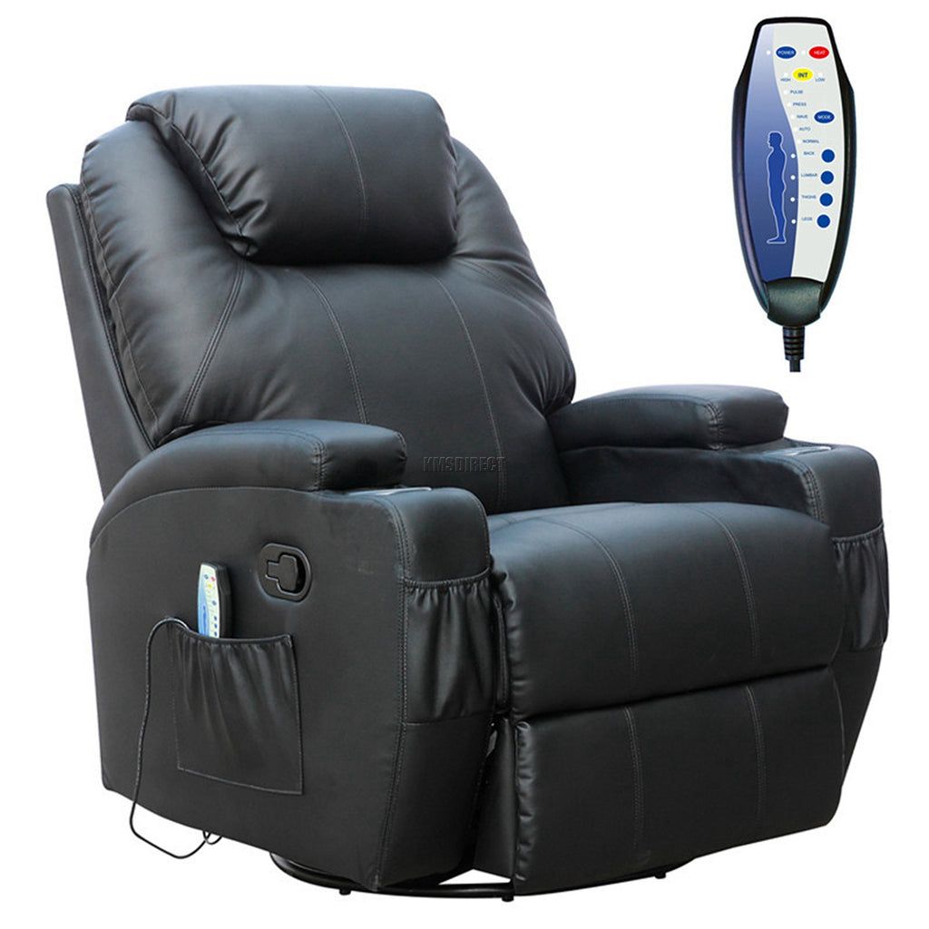 WestWood Massage Leather Sofa Bonded Recliner Chair Swivel Heat 01
