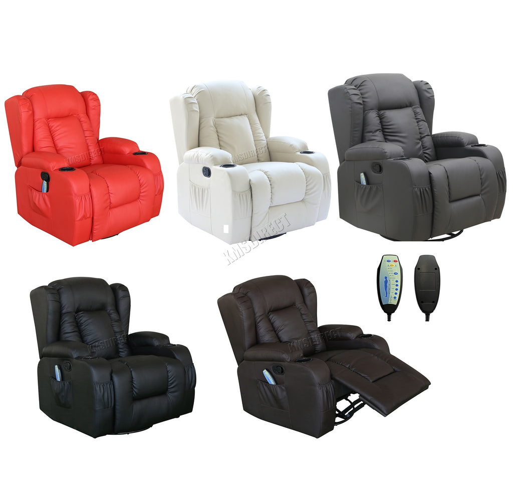 WestWood Massage Leather Sofa Bonded Recliner Chair Swivel Heat 02