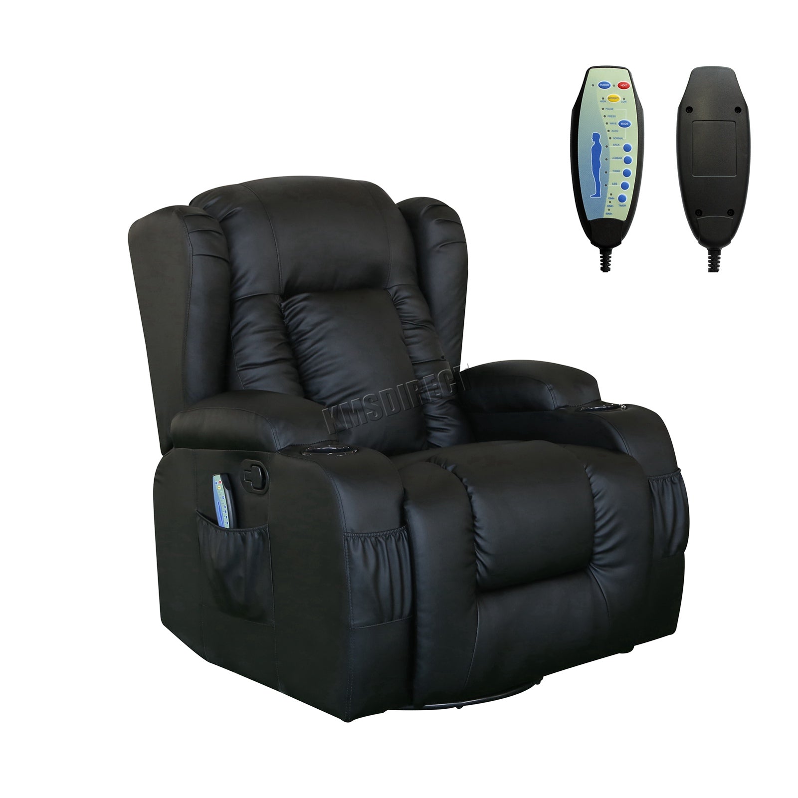 WestWood Massage Leather Sofa Bonded Recliner Chair Swivel Heat 02