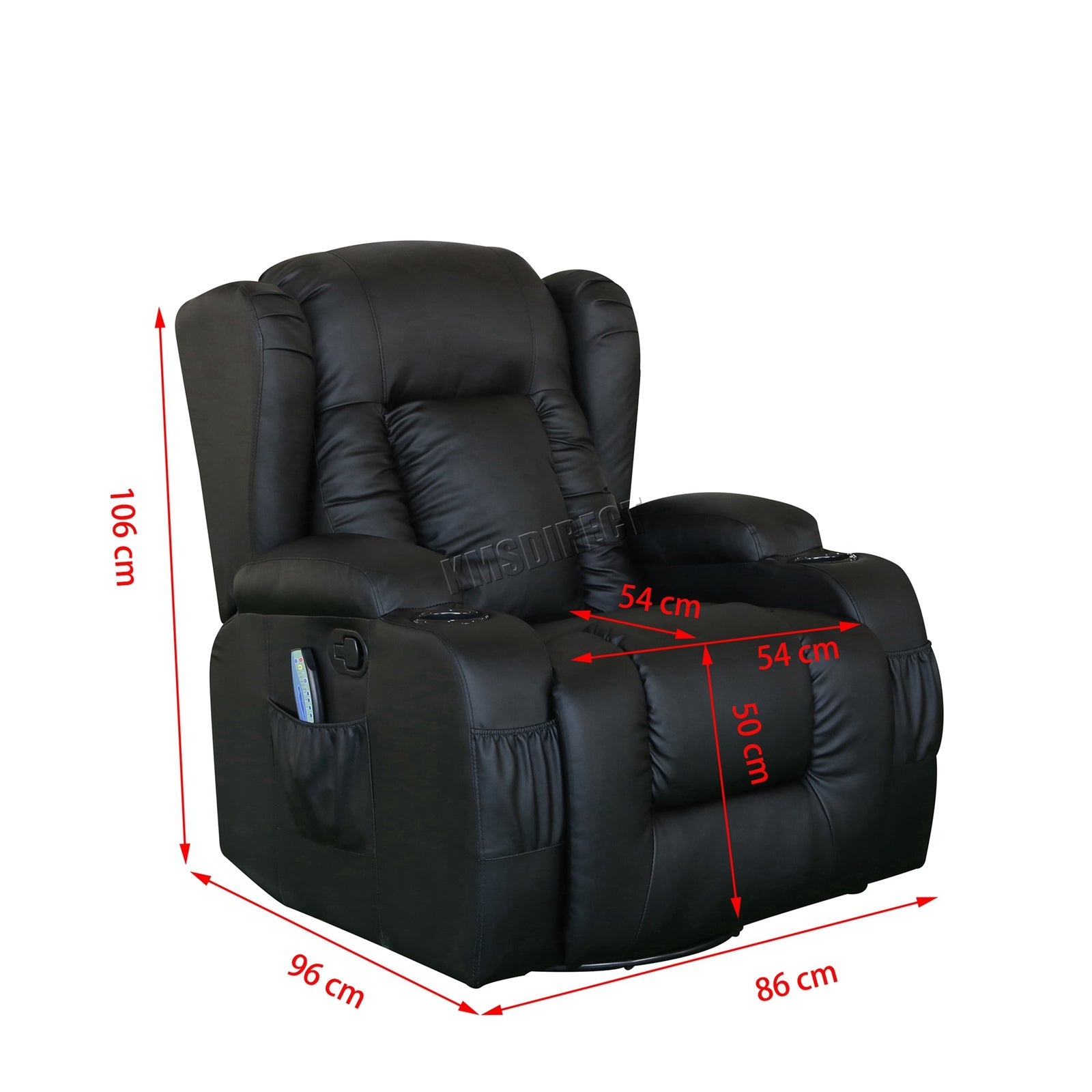 WestWood Massage Leather Sofa Bonded Recliner Chair Swivel Heat 02