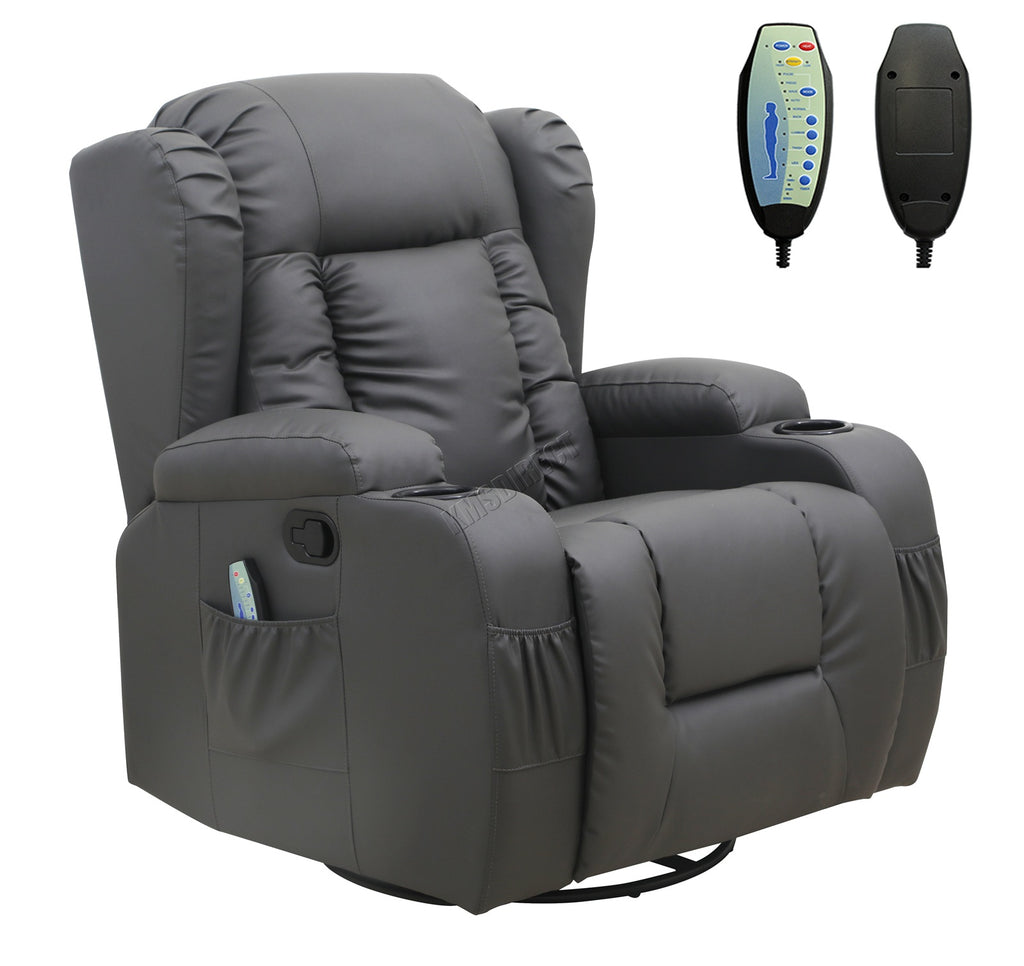 WestWood Massage Leather Sofa Bonded Recliner Chair Swivel Heat 02