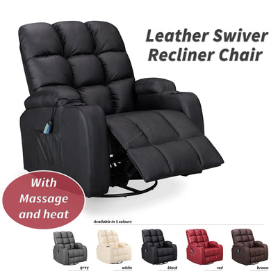 WestWood Massage Leather Sofa Cinema Recliner Chair PU Armchair Swivel MLS12