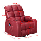 WestWood Massage Leather Sofa Cinema Recliner Chair PU Armchair Swivel MLS12