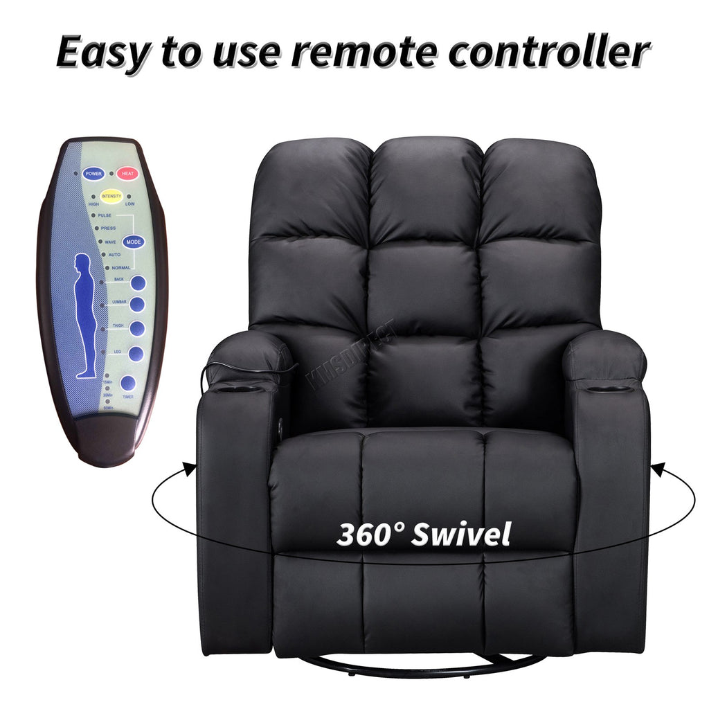 WestWood Massage Leather Sofa Cinema Recliner Chair PU Armchair Swivel MLS12