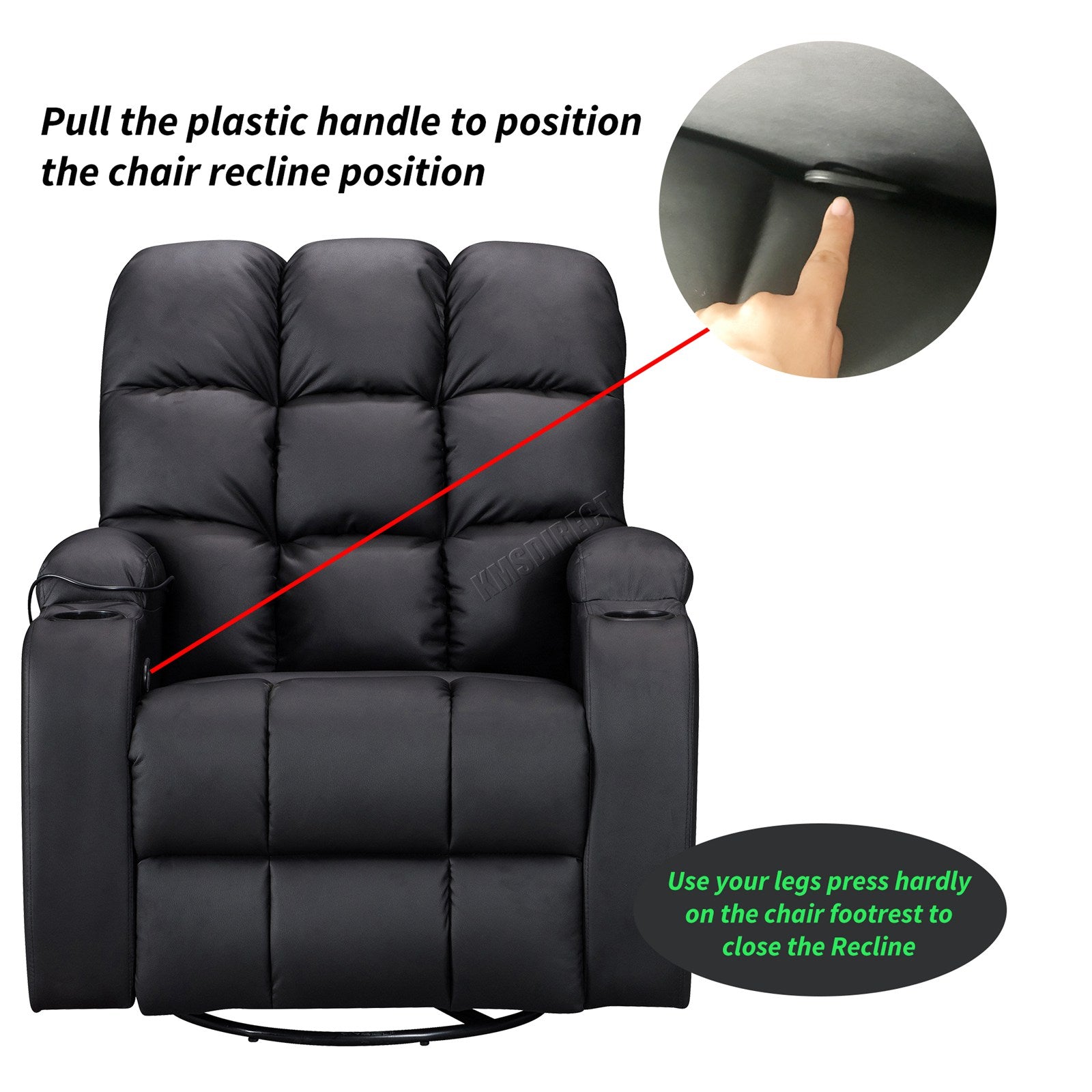 WestWood Massage Leather Sofa Cinema Recliner Chair PU Armchair Swivel MLS12