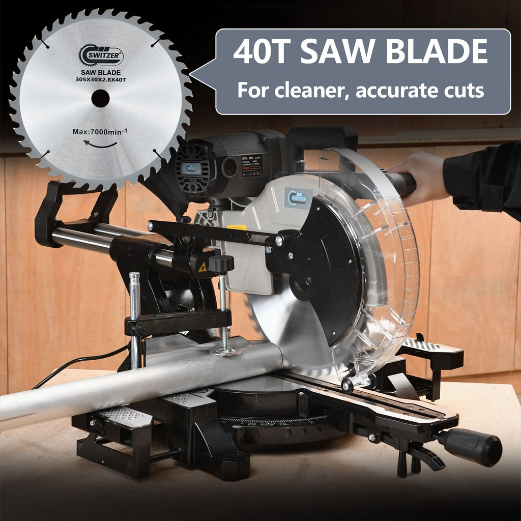 SwitZer 12" Sliding Mitre Saw 1800W Double Bevel