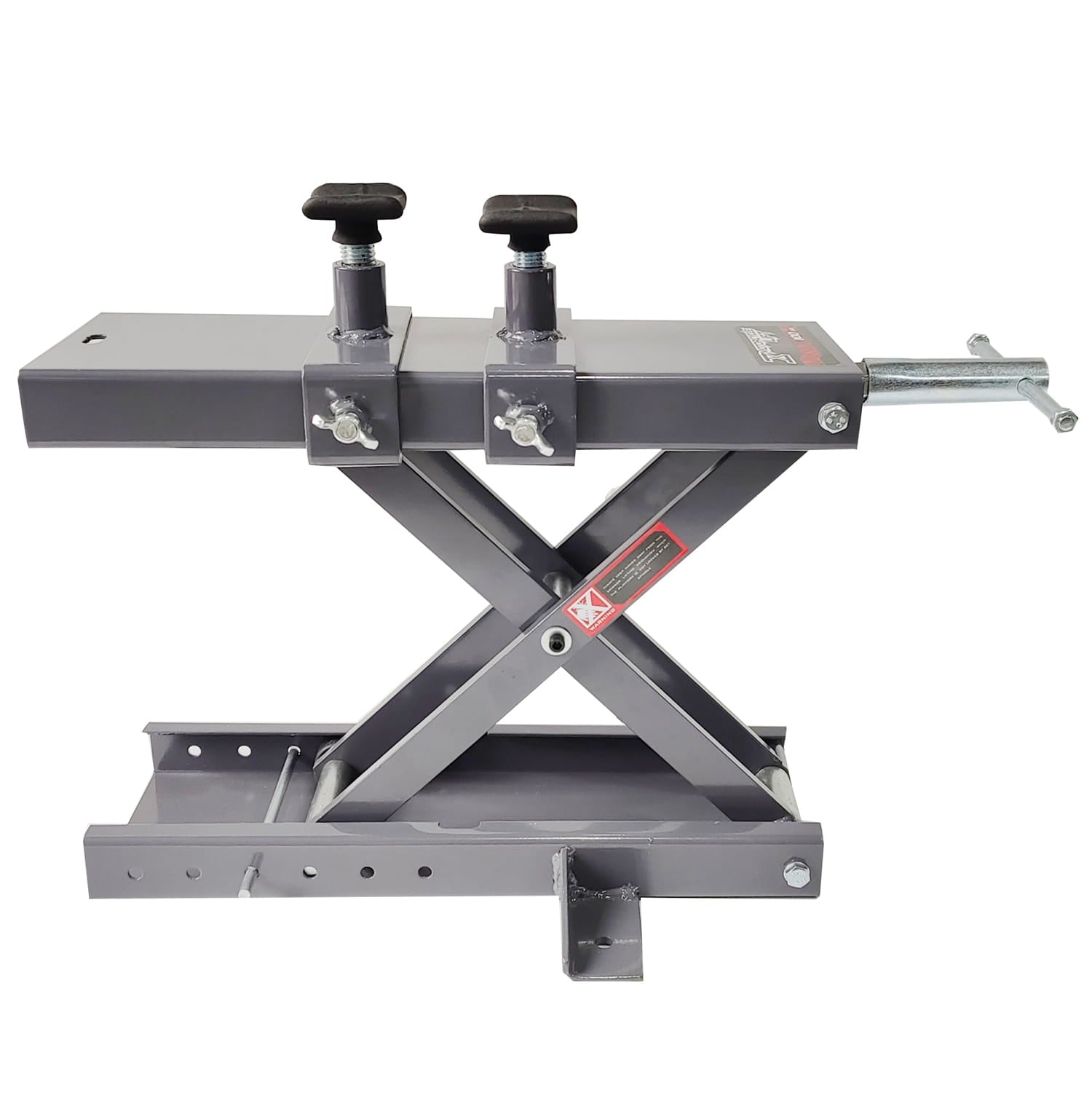 Grey motorbike scissor lift on a white background
