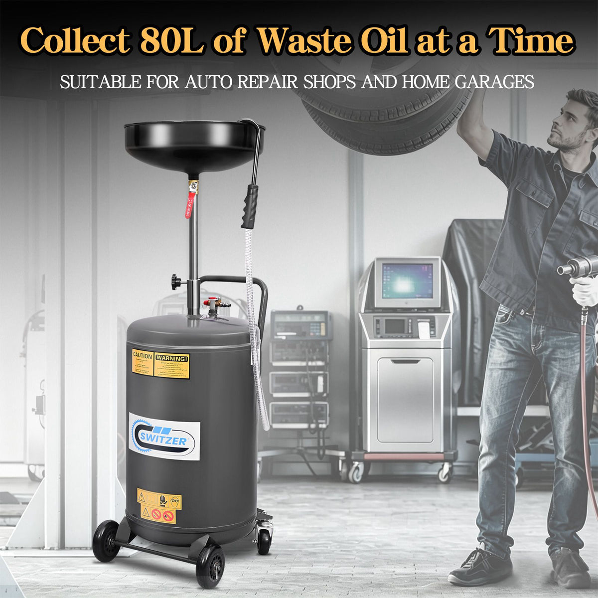 SwitZer 80L Waste Oil Drainer Grey