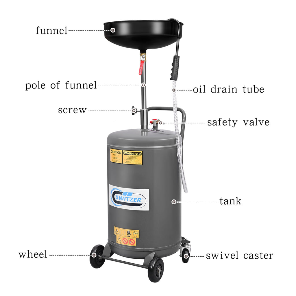 SwitZer 80L Waste Oil Drainer Grey