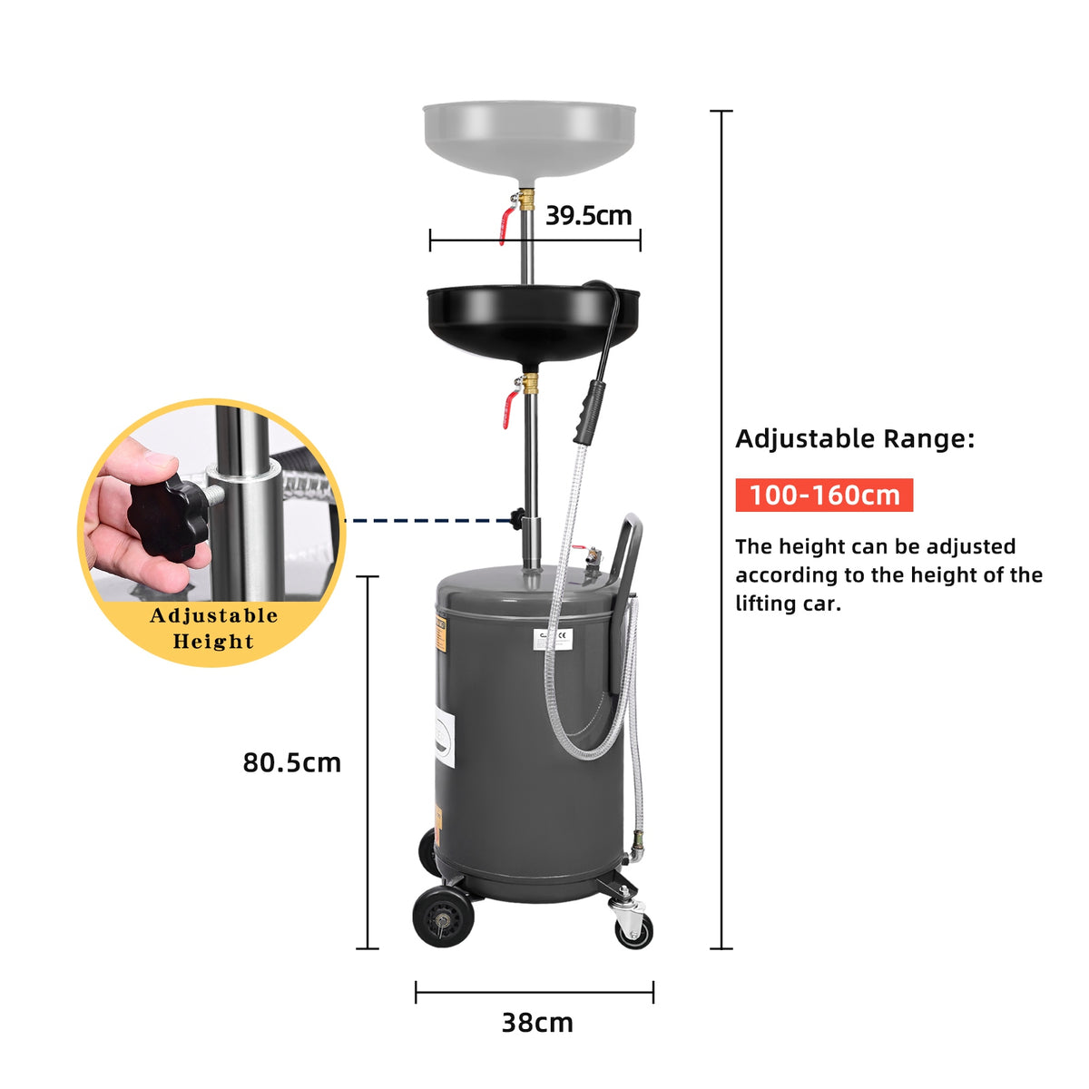SwitZer 80L Waste Oil Drainer Grey