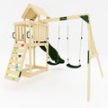 Side angle of the galactica wooden swing and slide set.
