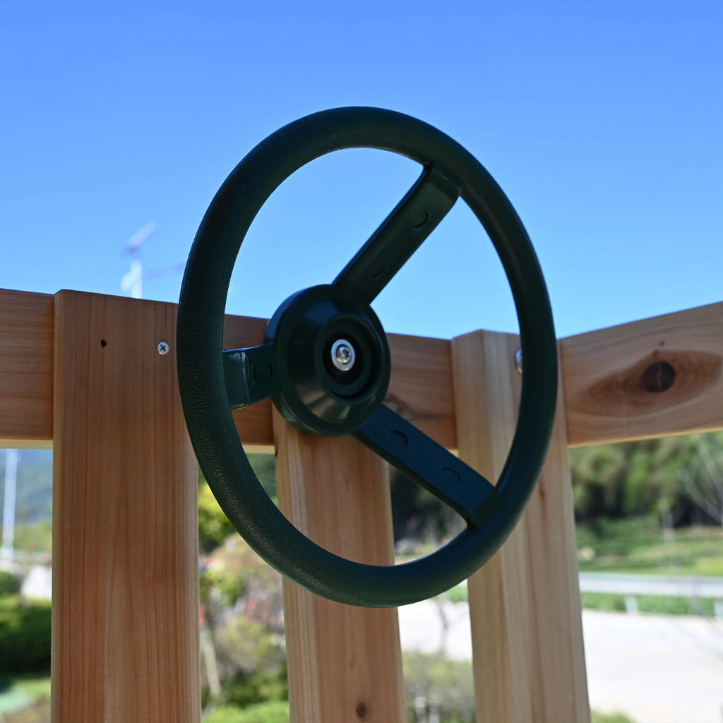 Green wheel from Galaticas wooden swing and slide set.