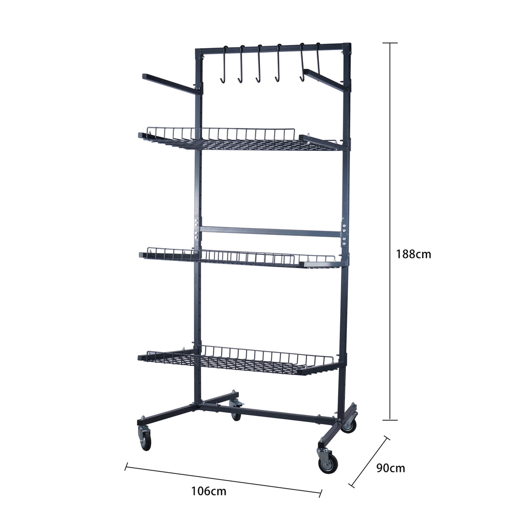 SwitZer Parts Cart with Panel Rack Grey