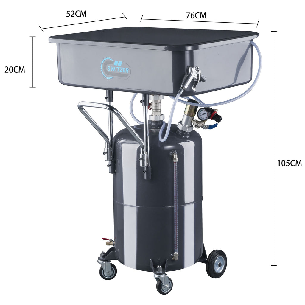 SwitZer 50L Pneumatic Parts Washer Cleaning Tank Grey