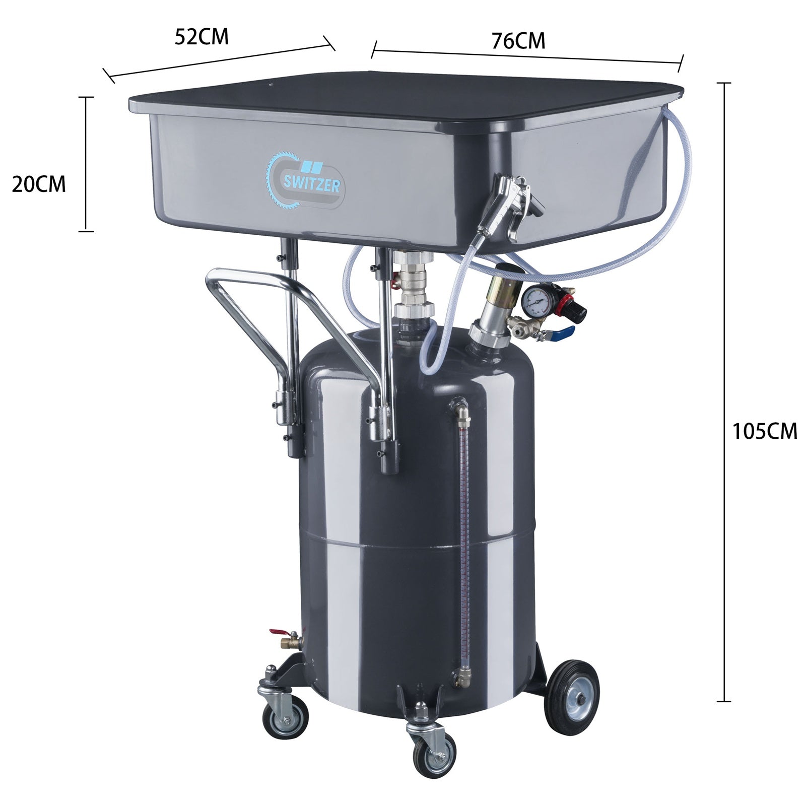 SwitZer 50L Pneumatic Parts Washer Cleaning Tank Grey