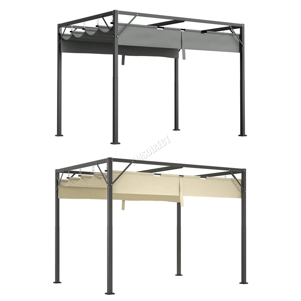 BIRCHTREE 3x2M Pergola Steel Frame with Retractable PE Canopy