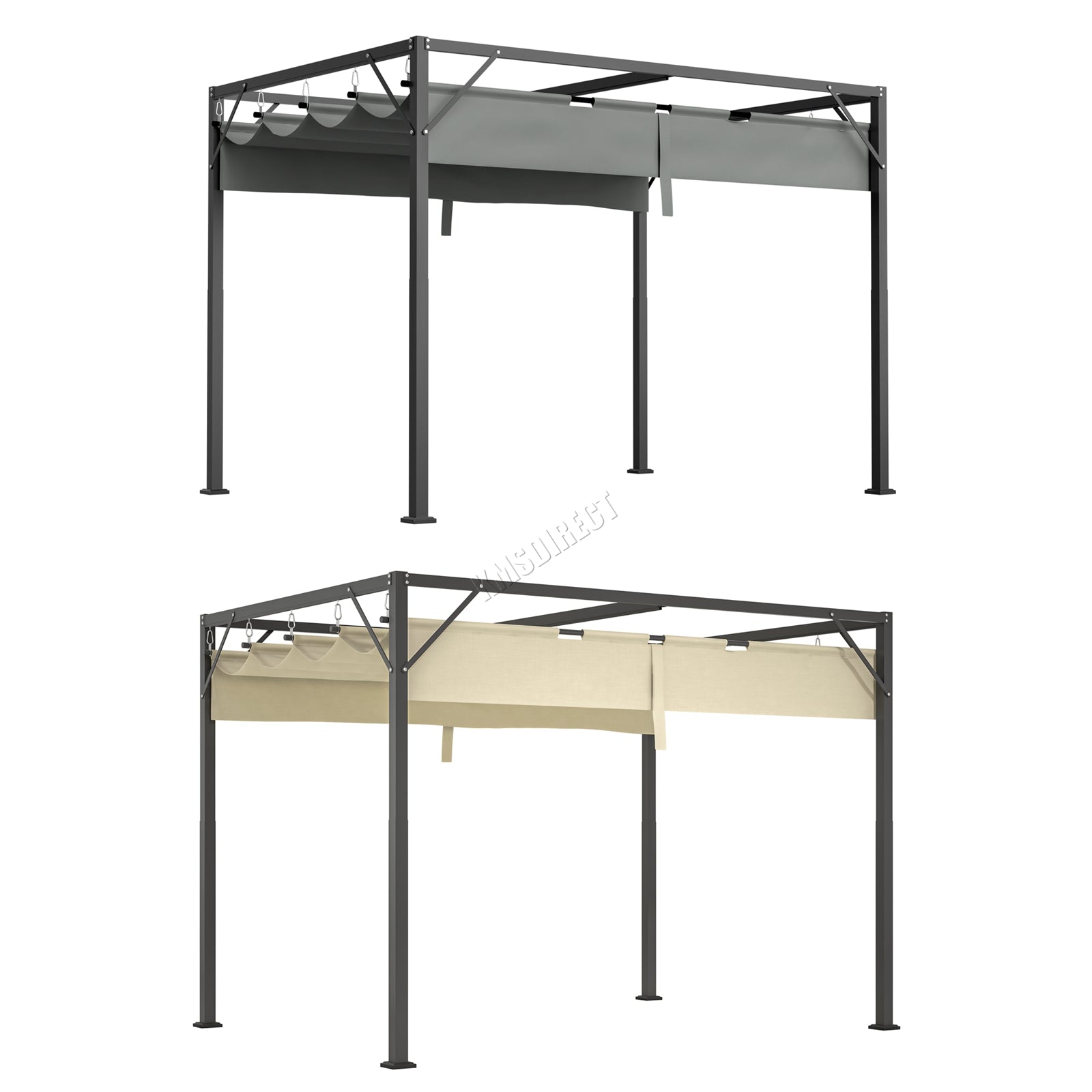 BIRCHTREE 3x2M Pergola Steel Frame with Retractable PE Canopy