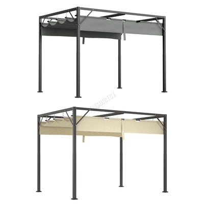 BIRCHTREE 3x2M Pergola Steel Frame with Retractable PE Canopy