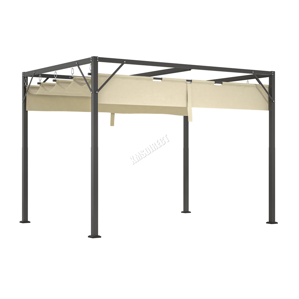 BIRCHTREE 3x2M Pergola Steel Frame with Retractable PE Canopy