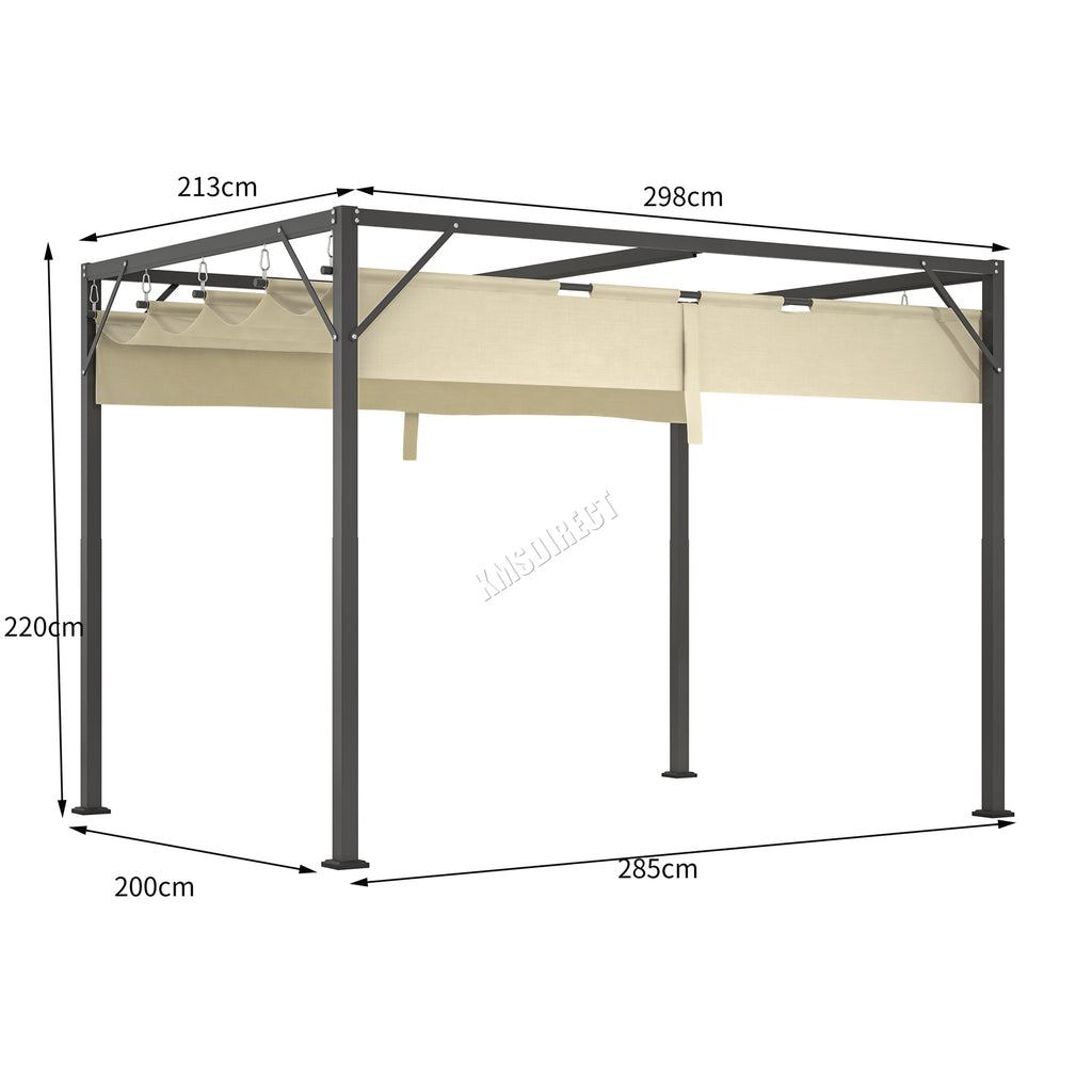 BIRCHTREE 3x2M Pergola Steel Frame with Retractable PE Canopy