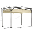 BIRCHTREE 3x2M Pergola Steel Frame with Retractable PE Canopy