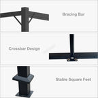 BIRCHTREE 3x2M Pergola Steel Frame with Retractable PE Canopy