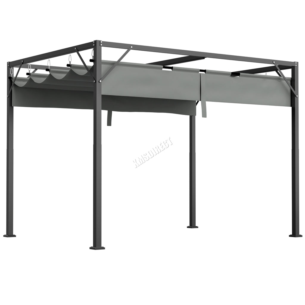 BIRCHTREE 3x2M Pergola Steel Frame with Retractable PE Canopy