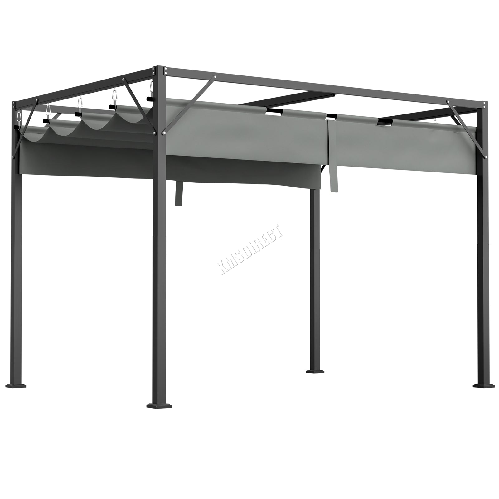 BIRCHTREE 3x2M Pergola Steel Frame with Retractable PE Canopy