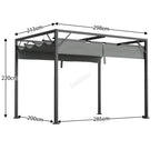 BIRCHTREE 3x2M Pergola Steel Frame with Retractable PE Canopy