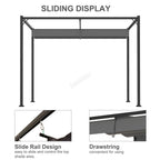 BIRCHTREE 3x2M Pergola Steel Frame with Retractable PE Canopy