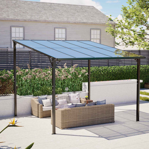 BIRCHTREE Lean To Wall Mounted Pergola with Roof
